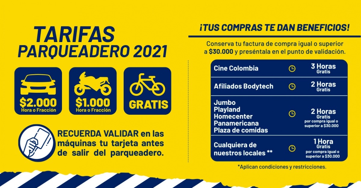 Tarifas de parqueadero 2021
